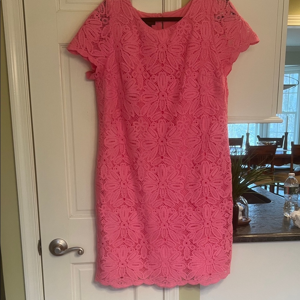 Talbots Hot Pink Lace Shift Dress size 16